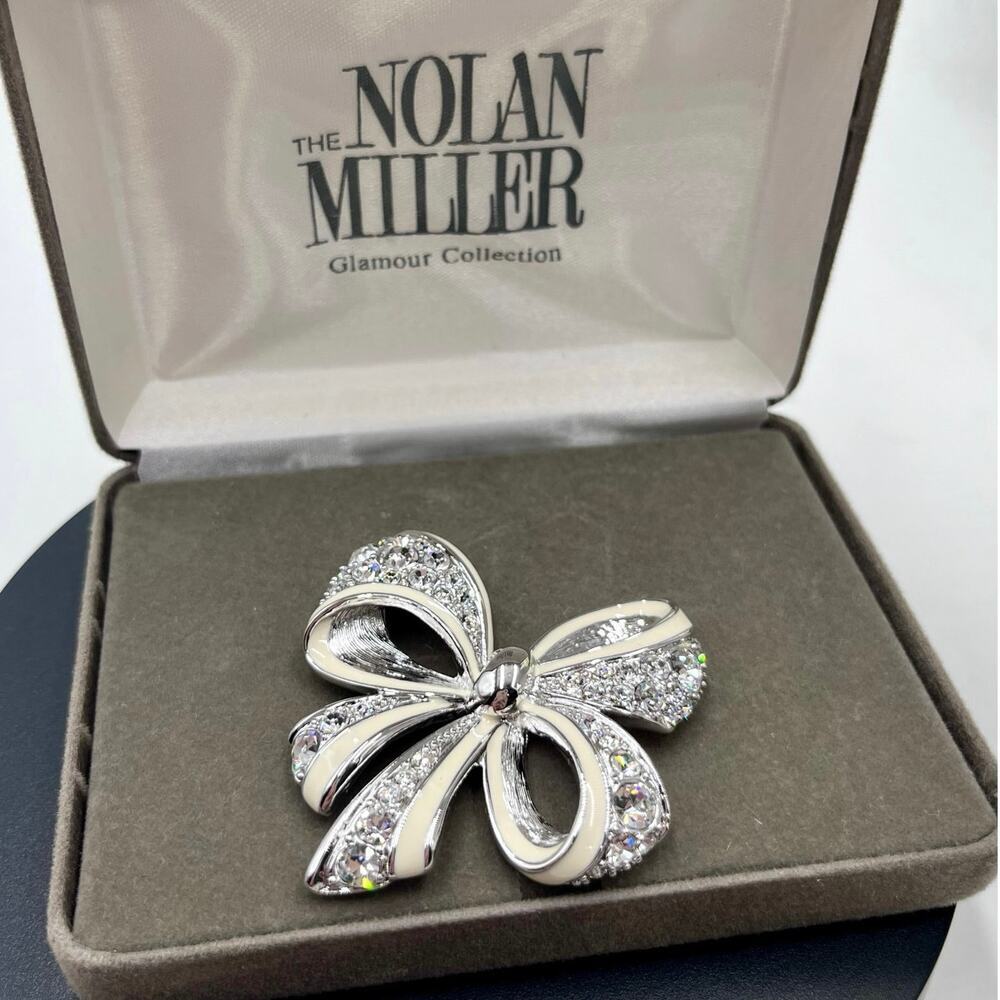 Nolan Miller Vintage Glamour Collection‎ “Shining Spirit Bow Pin" Enamel Brooch
